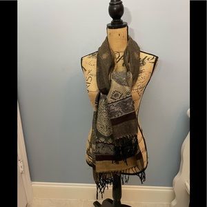 100% Pashmina different shades of brown black  and gold Beautiful scarf
